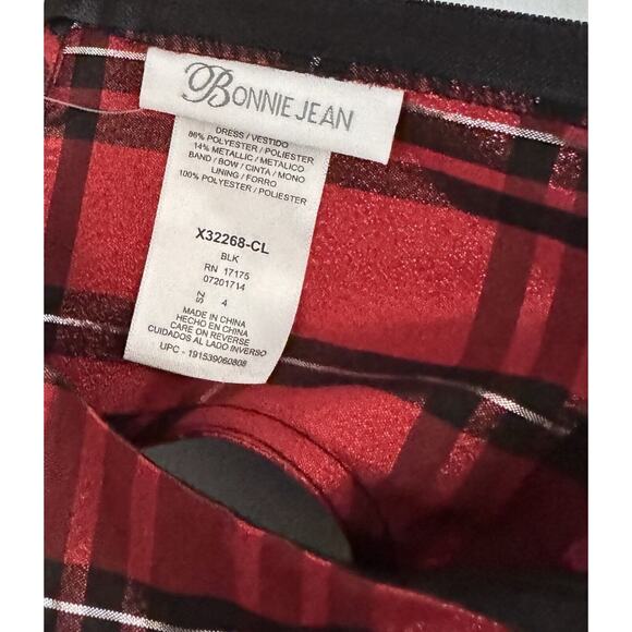 NEW Bonnie Jean Girl Size 4 Red Black Plaid Sleeveless Dress Black Jacket NWT - Picture 2 of 10
